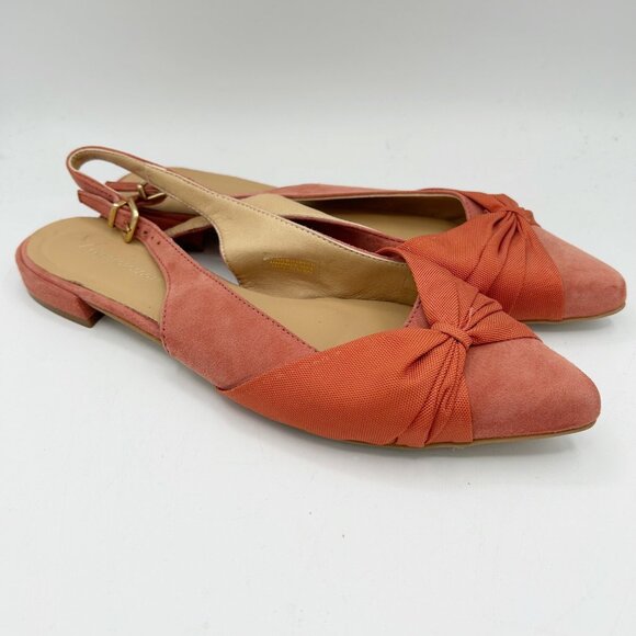 Anthropologie Paulina Slingback Flats Salmon Suede Size 38 US 7.5-8 Women's - Picture 1 of 4